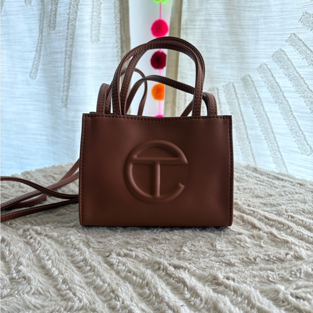 Telfar Brown Mini Bag with Embossed Logo